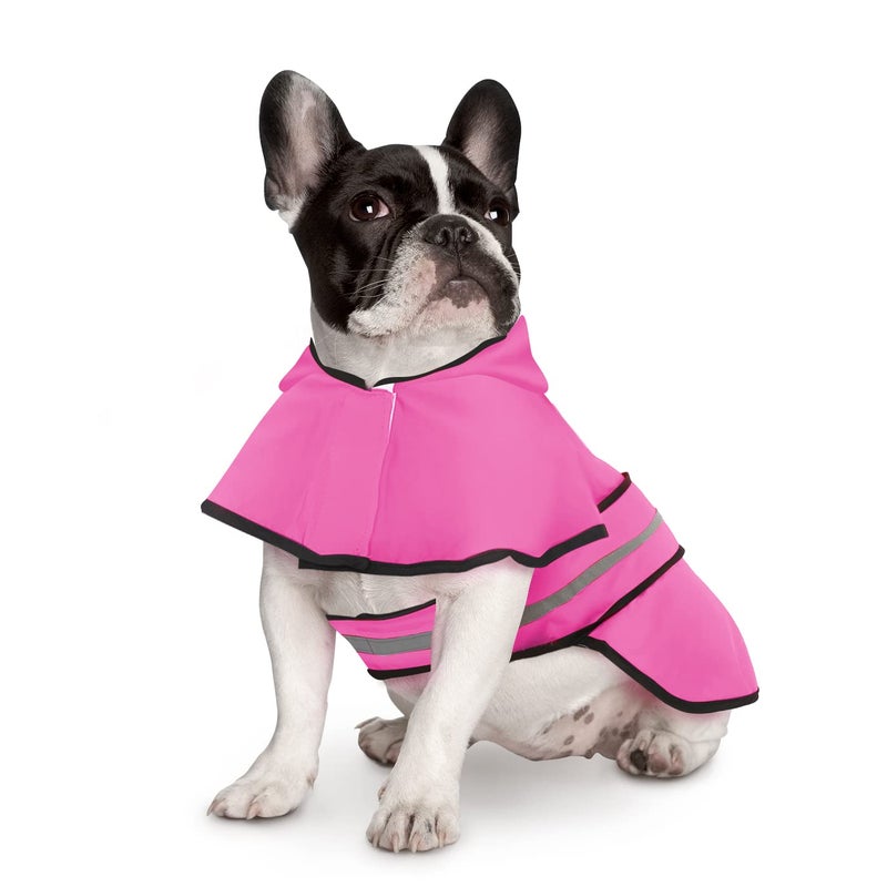 HDE Dog Raincoat Jacket Reflective Adjustable Hooded Pet Poncho Rain Coat with Leash Hole for Small to X-Large Dogs Pink - M - Image 2